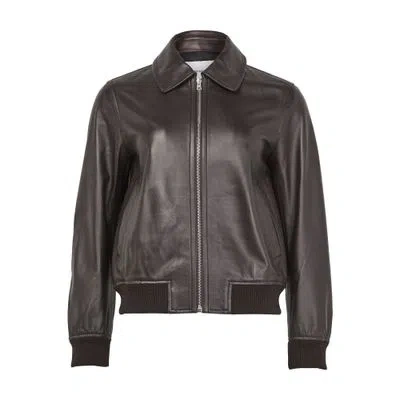 Yves Salomon Lambskin Leather Jacket In Green