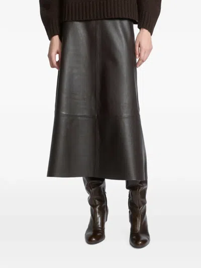 Yves Salomon Lambskin Leather Maxi Skirt In Black