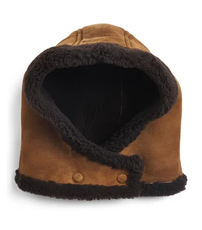 Yves Salomon Lambskin Shearling-lined Hood In Brown