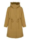 Yves Salomon Lambskin-trim Parka In Brown