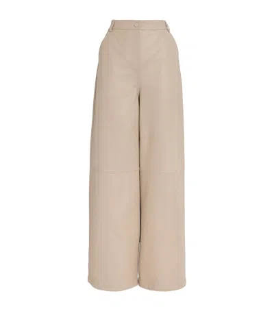 Yves Salomon Lambskin Wide-leg Trousers In Beige