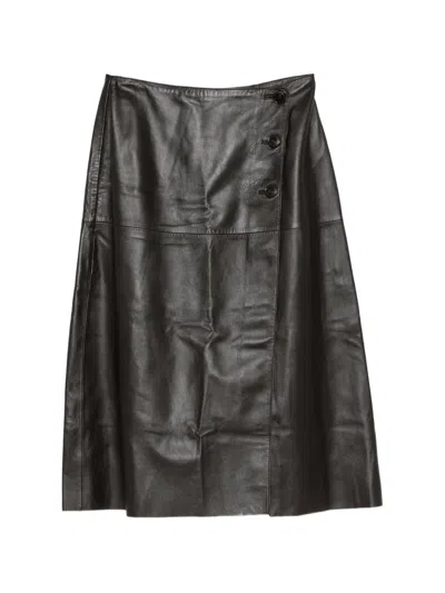 Yves Salomon Lambskin Wrap Skirt In Black