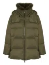Yves Salomon Lambswool-collar Down Jacket In Green