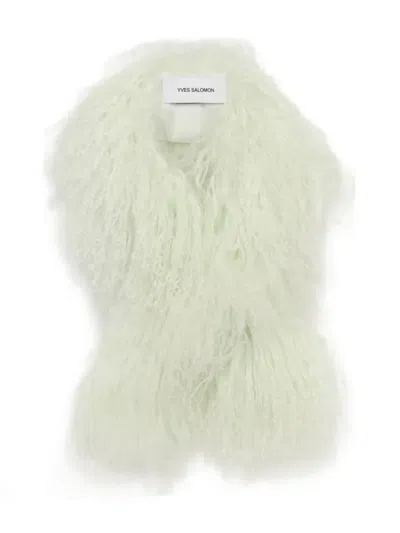 Yves Salomon Lambwool Scarf In Green