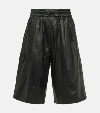 Yves Salomon Leather Bermuda Shorts In Braun