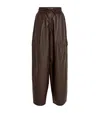 Yves Salomon Leather Cargo Trousers In Beige