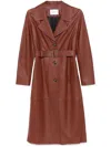Yves Salomon Leather Coat In Brown