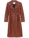 Yves Salomon Leather Coat In Brown