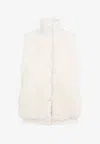 Yves Salomon Lambskin And Fur Vest With Ribbed Collar And Button Closure In Ivory