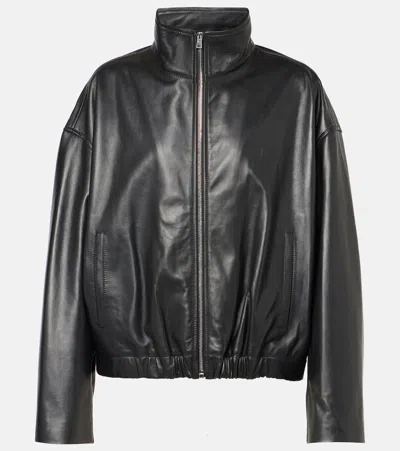 Yves Salomon Leather Jacket In Black