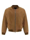Yves Salomon Men Suede Bomber Jacket In Brown