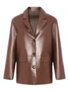 Yves Salomon Leather Jacket In Brown