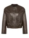 Yves Salomon Leather Jacket In Gray