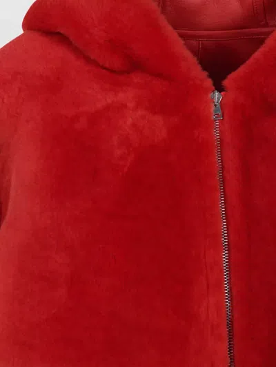 Yves Salomon Leather Jacket 66 Cm In Red