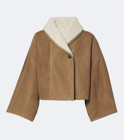 Yves Salomon Leather Jacket In Brown