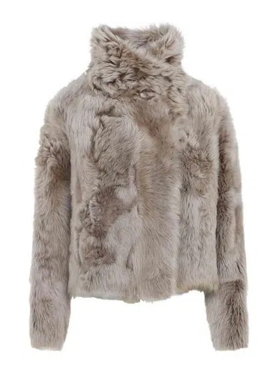 Yves Salomon Leather Jacket In White