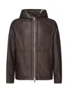 Yves Salomon Leather Jacket With Hood In Alpes