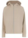 Yves Salomon Leather Jacket With Hood In Neutrals