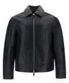 Yves Salomon Leather Zip-up Jacket With Patch Breast-pocket In Black