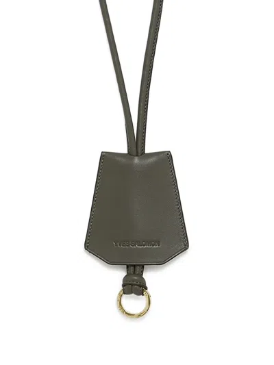 Yves Salomon Leather Keyring In Gray