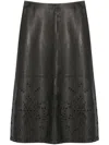 Yves Salomon Leather Midi Skirt In Black