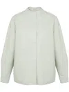 Yves Salomon Leather Overshirt In Green