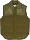 Yves Salomon Leather-panels Down Gilet In Green