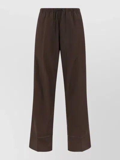 Yves Salomon Leather Pants Wide Leg Braided Sides In Brown