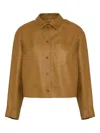 Yves Salomon Leather Shirt In Brown