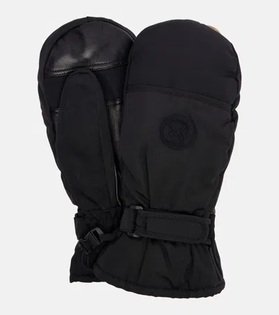 Yves Salomon 皮革边饰滑雪手套 In Black