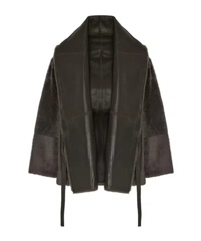 Yves Salomon Leather-trimmed Shearling Jacket In Brown