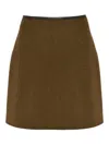 Yves Salomon Leather-trimmed Wool-cashmere Blend Mini Skirt In Brown