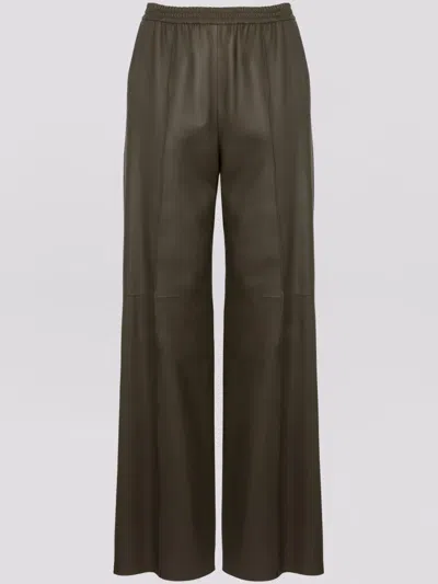Yves Salomon Leather Trousers In Brown