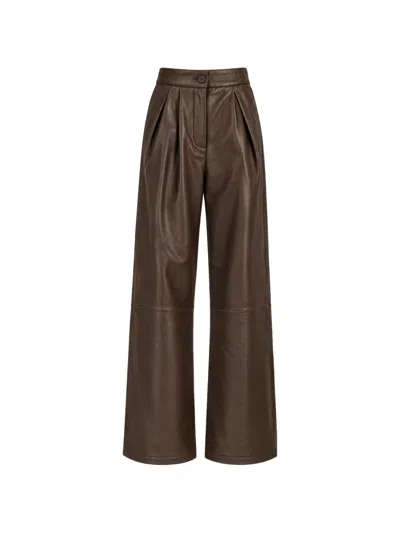 Yves Salomon Button-detail Casual Trousers In Brown