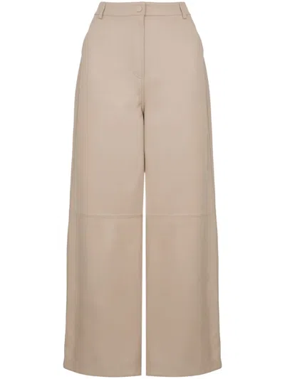 Yves Salomon Leather Trousers In Neutral