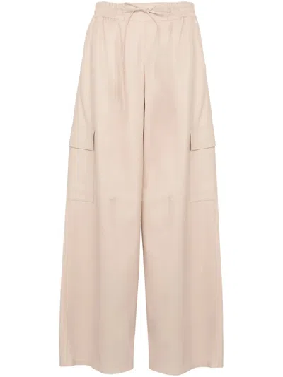 Yves Salomon Leather Trousers In Neutral