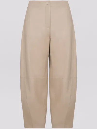 Yves Salomon Leather Trousers In Neutrals