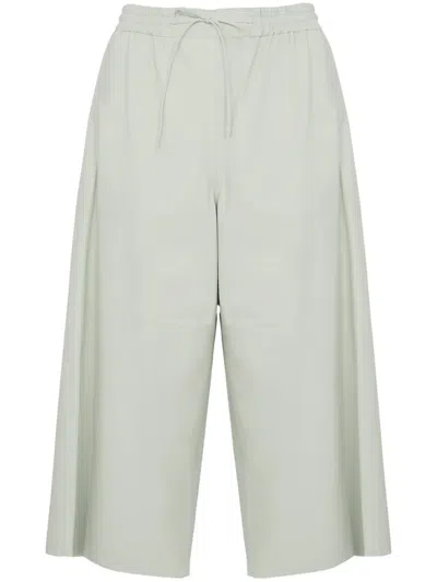 Yves Salomon Leather Trousers In White