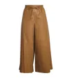 Yves Salomon Leather Drawstring Culottes In Brown