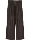 Yves Salomon Leather Cargo Pants In Brown