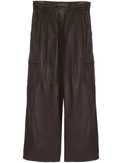 YVES SALOMON LEATHER WIDE-LEG TROUSERS