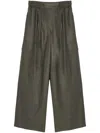 Yves Salomon Leather Wide-leg Trousers In Green