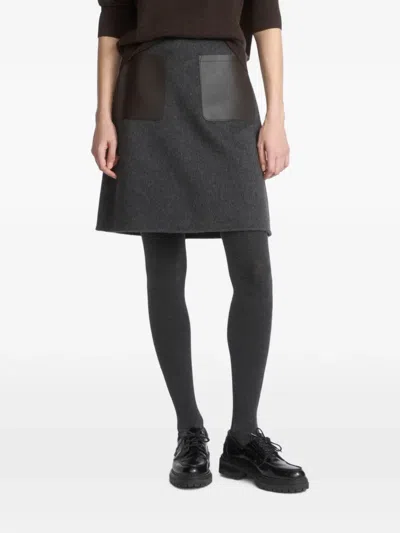 Yves Salomon Leather-patch A-line Mini Skirt In Multi