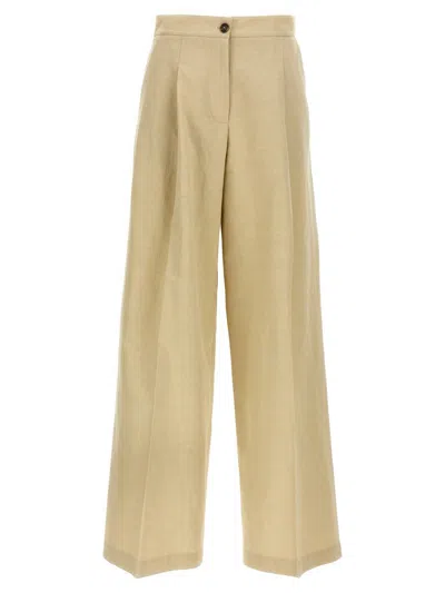 Yves Salomon Linen Trousers In Beige