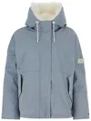 Yves Salomon Blue Logo-appliqu Jacket In Blue