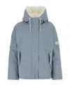 Yves Salomon Blue Logo-appliqu Jacket In Gray