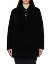 Yves Salomon Black Notched Lapel Coat In Black
