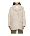 Yves Salomon Off-white Check Coat In Nude
