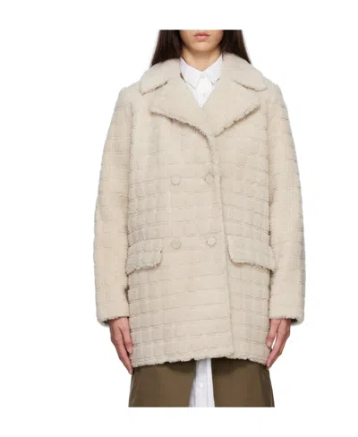 YVES SALOMON LOGO LAPEL COAT
