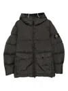 Yves Salomon Logo-patch Hooded Puffer Jacket In Gray